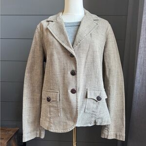 Talbots Beige Stretch Blazer with Button Details Classic Office Casual